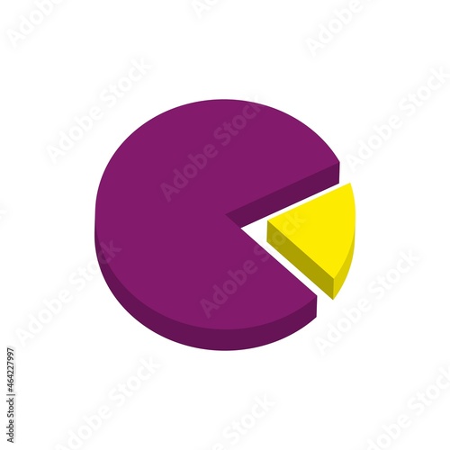 Pareto law pie 3d chart. Success principle optimization of yellow 20 percent efforts gives purple 80 percent of result basic setting effective vector business strategy.