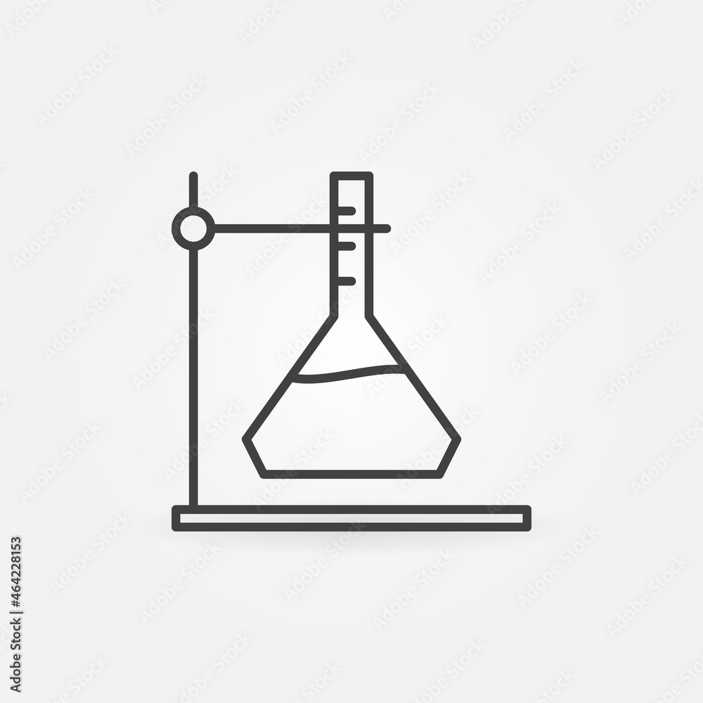 Chemistry Glass Flask on a Stand vector concept line icon Chemistry Glass Flask on a Stand vector concept line icon