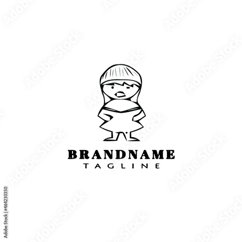 christmas caroler logo cartoon icon design black isolated vector illustration