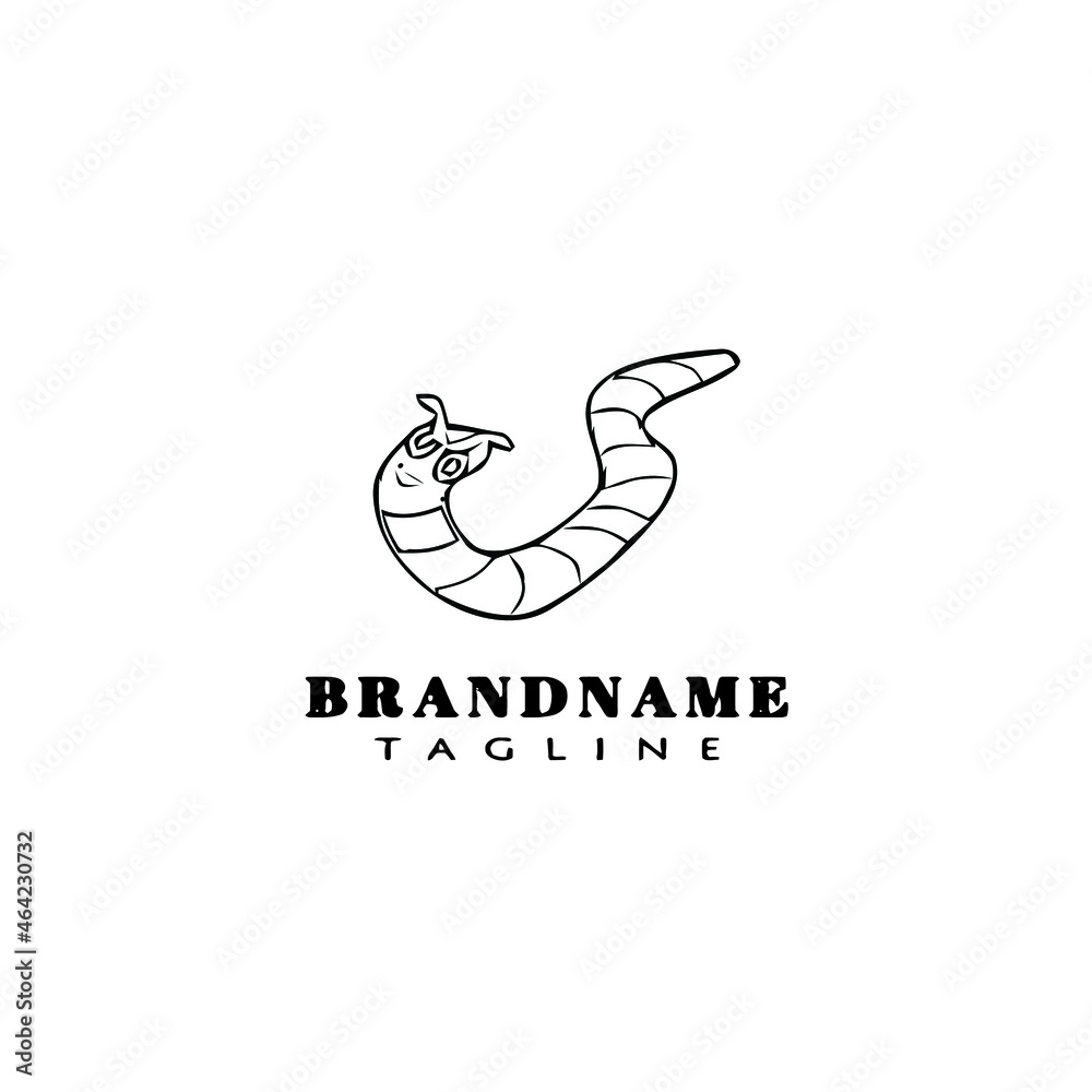 Fototapeta premium earthworm cartoon logo template icon black simple vector illustration