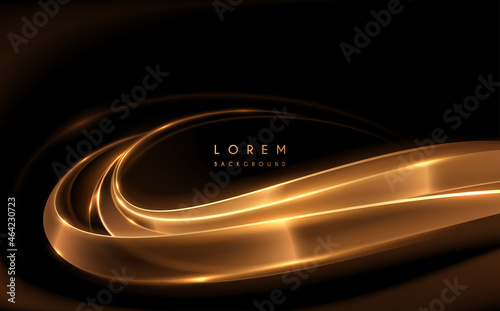 Abstract golden glowing lines on black background