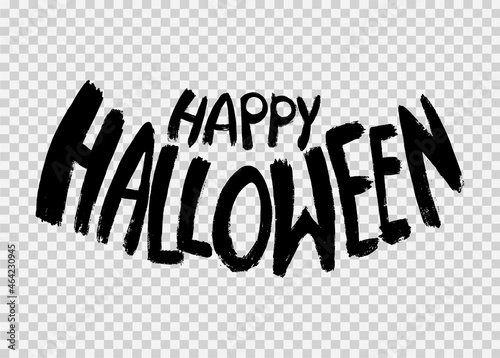 Happy halloween text banner with brush style isolated on png or transparent background, blank space for text,element template for poster,brochures, online advertising,vector illustration