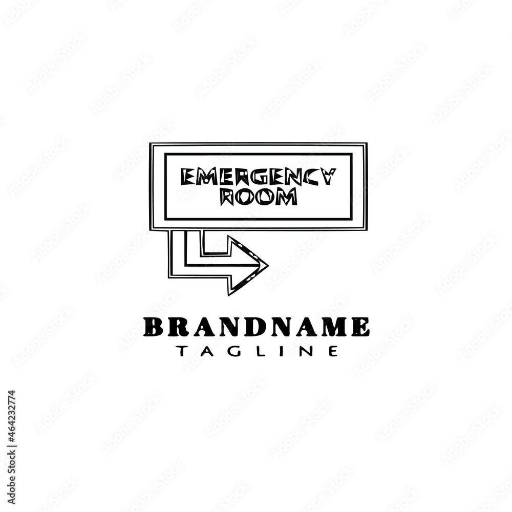 emergency room sign logo cartoon icon design template black isolated vector illustration