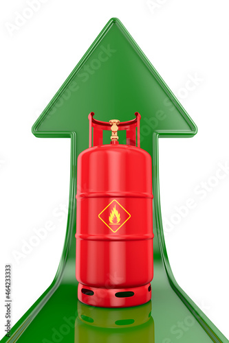 gas cylinderand arrow  on w...