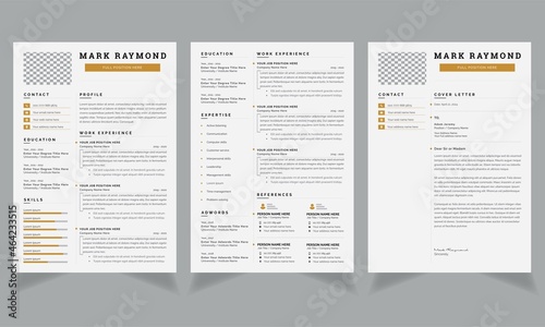 Professional Resume Set Vector Print Design Template cv