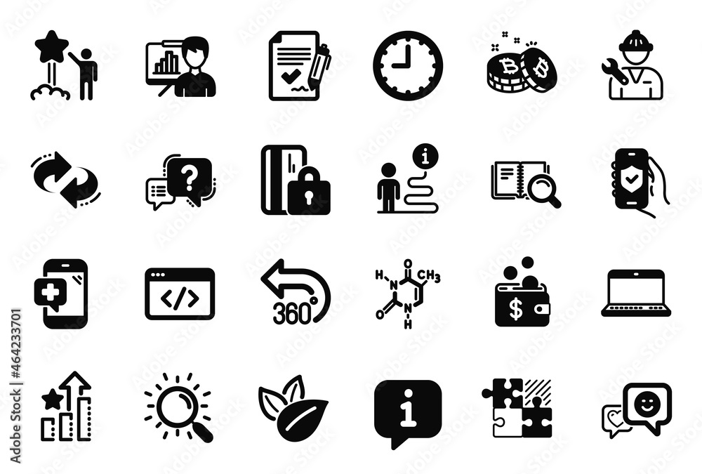 Vector Set of Technology icons related to 360 degrees, Notebook and Search book icons. Ranking stars, Seo script and Search signs. Presentation board, Chemical formula and Bitcoin. Refresh. Vector Vector Set of Technology icons related to 360 degrees, Notebook and Search book icons. Ranking stars, Seo script and Search signs. Presentation board, Chemical formula and Bitcoin. Refresh. Vector