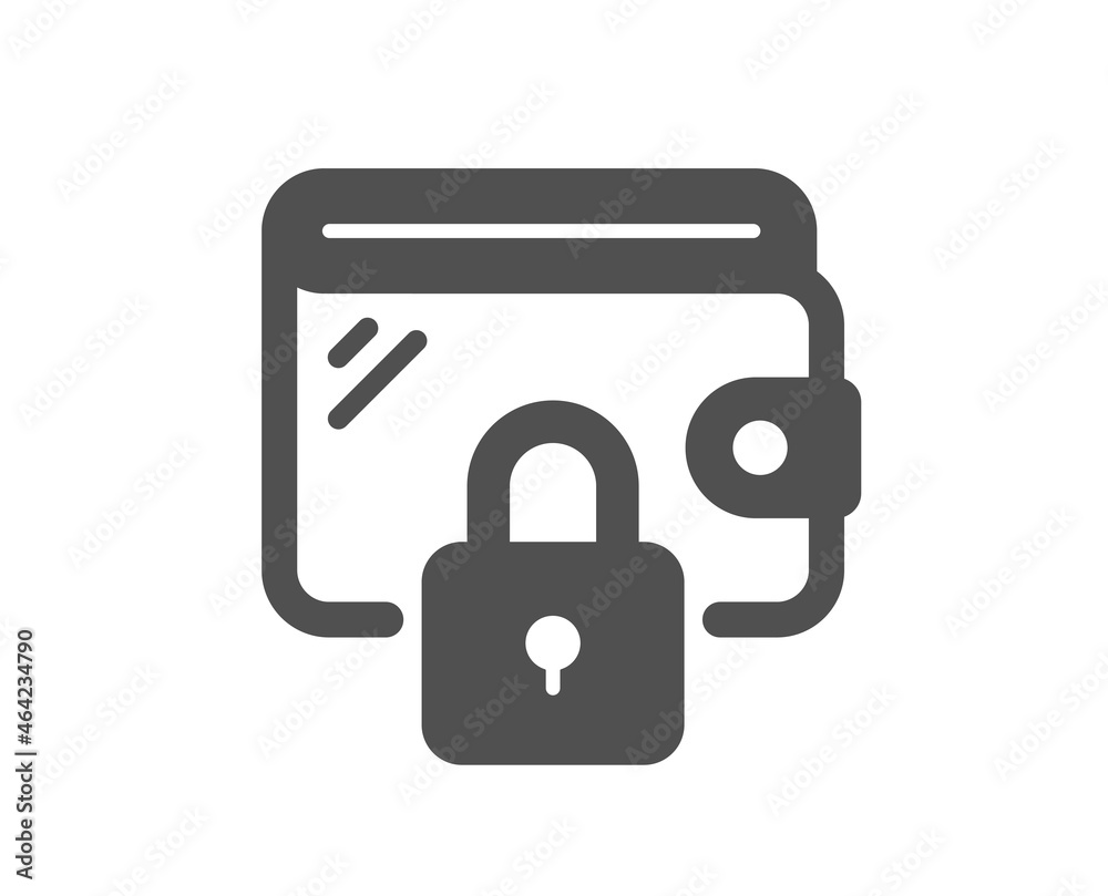 Wallet icon. Money purse with lock sign. Cash budget symbol. Classic flat style. Quality design element. Simple wallet icon. Vector Wallet icon. Money purse with lock sign. Cash budget symbol. Classic flat style. Quality design element. Simple wallet icon. Vector