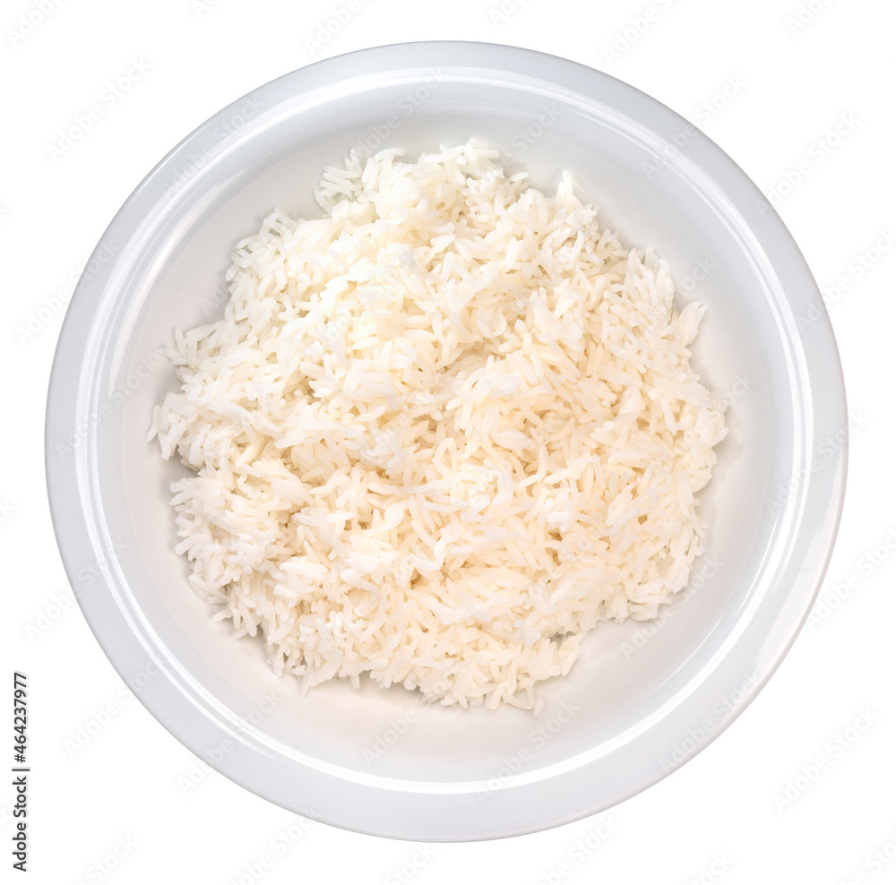 Rice in white plate isolated on white background, Cooked rice in white plate on white background With clipping path. Rice in white plate isolated on white background, Cooked rice in white plate on white background With clipping path.