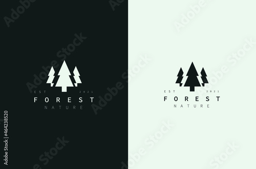 Minimal Forest logo. Natural Minimal Logo. Pine Icon Vector Logo Design.