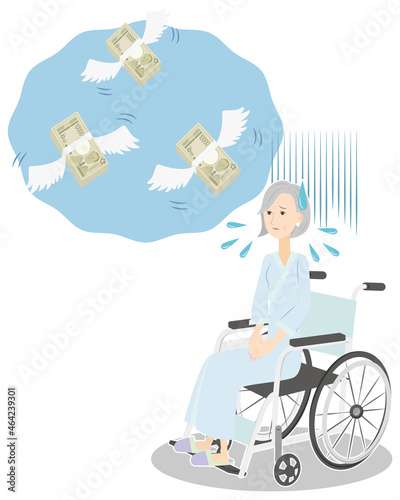 高額な入院費用について考える車椅子に乗ったシニア女性