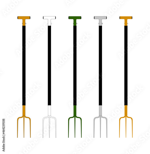 Set of garden metal ergonomic plastic black yellow fork instrument 