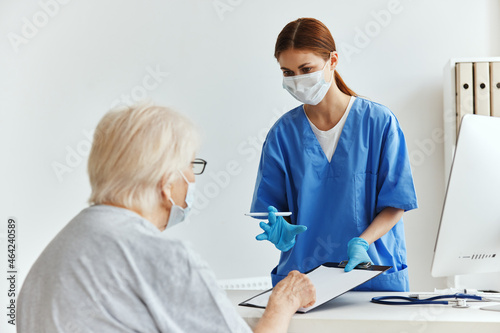 nurse and patient examination medical masks