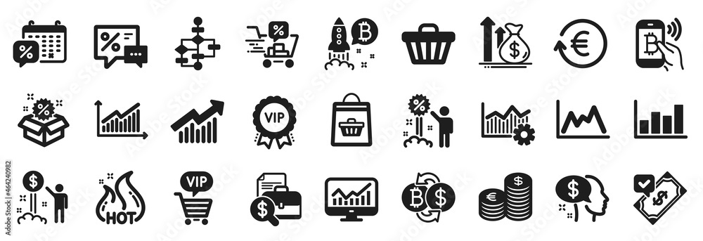 Set of Finance icons, such as Discounts cart, Sale, Shop cart icons. Currency, Discounts calendar, Block diagram signs. Pay, Online buying, Diagram. Bitcoin exchange, Vip shopping, Budget. Vector Set of Finance icons, such as Discounts cart, Sale, Shop cart icons. Currency, Discounts calendar, Block diagram signs. Pay, Online buying, Diagram. Bitcoin exchange, Vip shopping, Budget. Vector