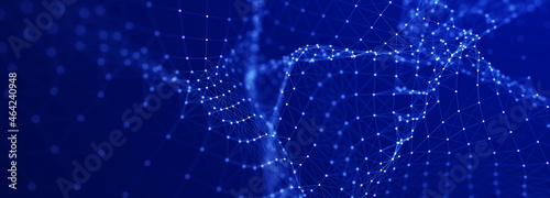 Abstract background of points and lines. Cyber wave. Big data stream. 3d rendering