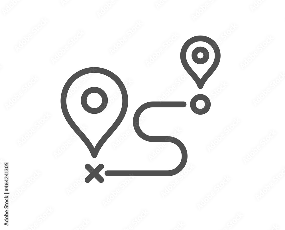 Journey line icon. Road path sign. Route map distance symbol. Quality design element. Linear style journey icon. Editable stroke. Vector Journey line icon. Road path sign. Route map distance symbol. Quality design element. Linear style journey icon. Editable stroke. Vector