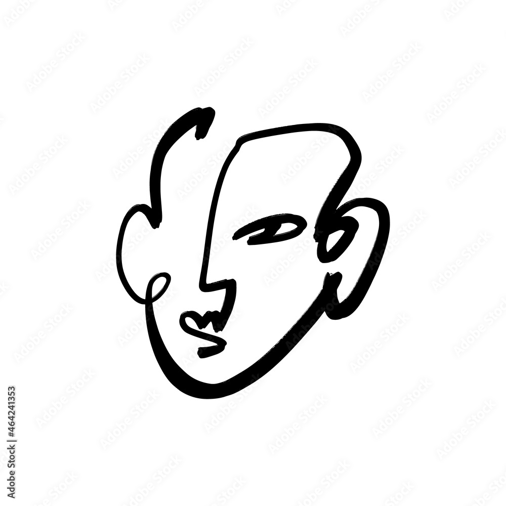 One line face minimalist art. Modern drawing head, good for beauty salon logo or label. One line face minimalist art. Modern drawing head, good for beauty salon logo or label.