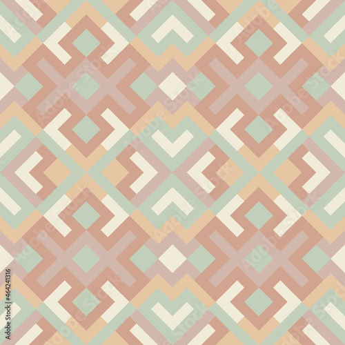 Mosaic seamless texture. Abstract pattern. Vector geometric background of triangles in pastel red and green colors