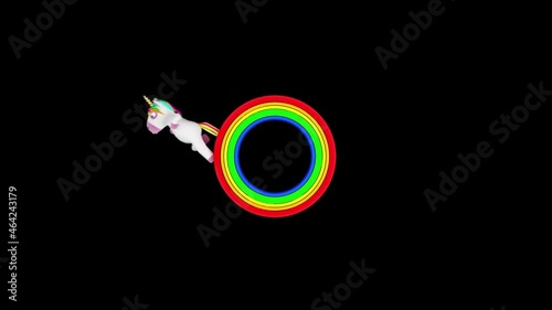  Unicorn runs circle rainbow