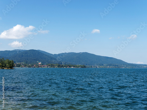 Lake of Tegernsee in Upper Bavaria Germany with view on Ringsee from the walking path along Rottach-Egern