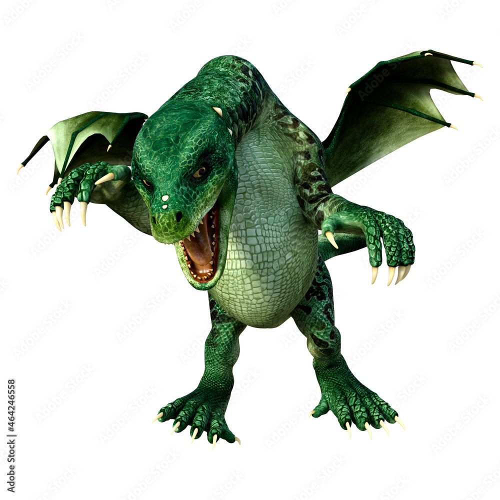 Fototapeta premium 3D Rendering Fairy Tale Dragon on White