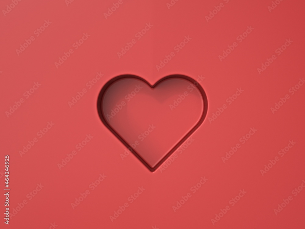 Abstract minimal red heart 3D