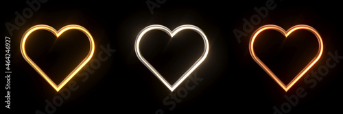 Gold  silver and bronze hearts 3D