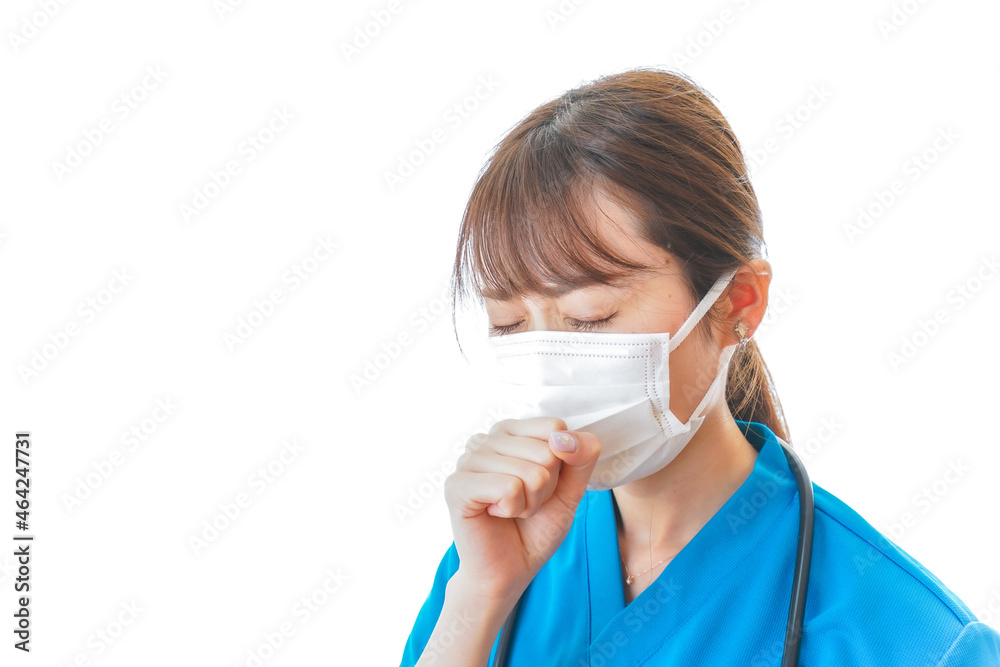 感染症にかかり体調不良に苦しむ医療従事者 感染症にかかり体調不良に苦しむ医療従事者
