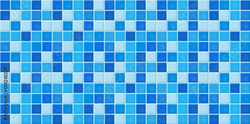 Blue mosaic tiles wall texture abstract background vector illustration