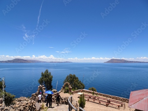 [Peru] Beautiful view of Lake Titicaca overlooking Taquile Island (Puno) photo