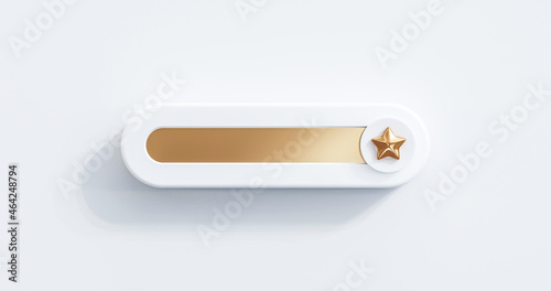 Gold rating switch toggle star icon concept or online customer experience feedback review service satisfaction and business quality rate sign on evaluation 3d background with success ranking symbol.