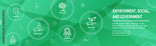 Environment and Social Government Icon Set and Web Header Banner for ESG etc