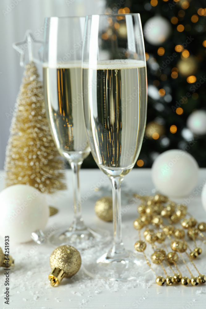 Concept of New Year celebration with glasses of champagne Concept of New Year celebration with glasses of champagne