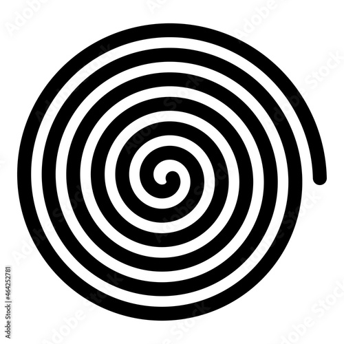 Line in circle form. Single line spiral goes to edge of canvas. Vector illustration