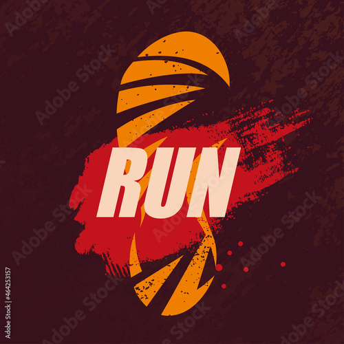 run print vector symbol in grunge style