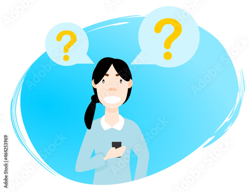 Woman and question vector illustration.