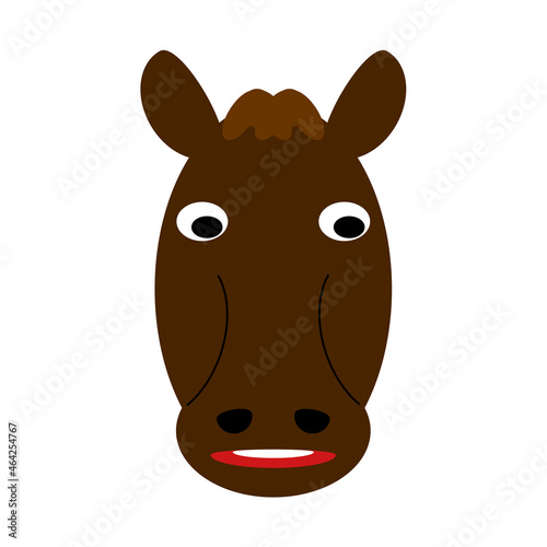 Cartoon face of a horse. Flat design