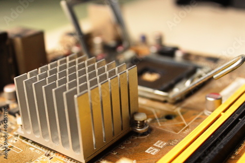 close up of computer motherboard