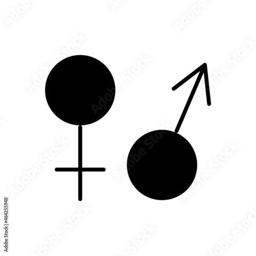 Symbols of venus and mars glyph icon. Male and female items. Black filled symbol. Isolated vector illustration