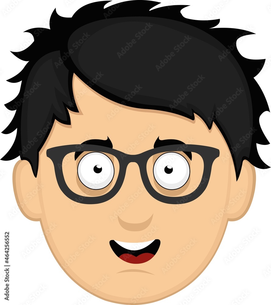 Vector emoticon illustration of the face of a cartoon young man with glasses Vector emoticon illustration of the face of a cartoon young man with glasses