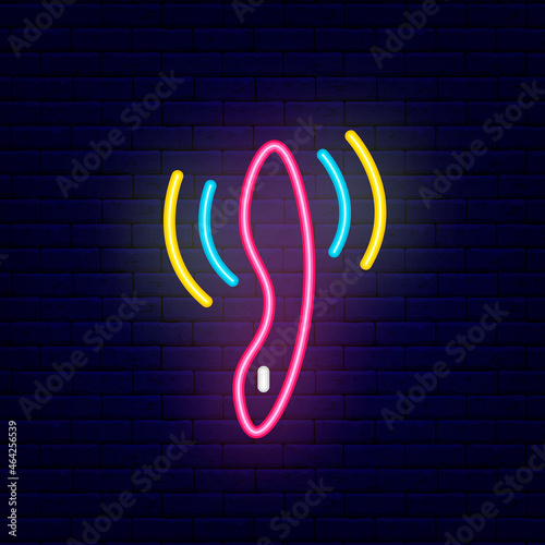 Adult sexual massager neon icon. Sex shop toy. Night bright signboard. Editable stroke. Isolated vector illustration