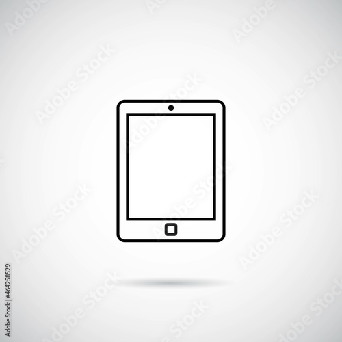 Vector computer tablet isolated on white background, the concept of working at home online, teaching school children and students at home. Black isolated on a white background.