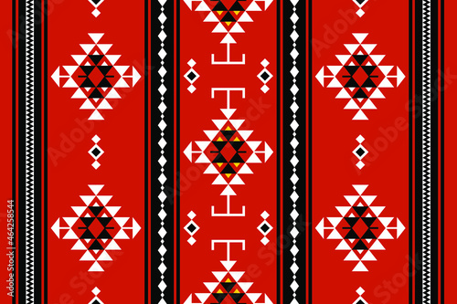 Geometric ethnic oriental seamless pattern traditional Design for background,carpet,wallpaper.clothing,wrapping,Batik fabric,Vector illustration.embroidery style - Sadu, sadou, sadow or sado