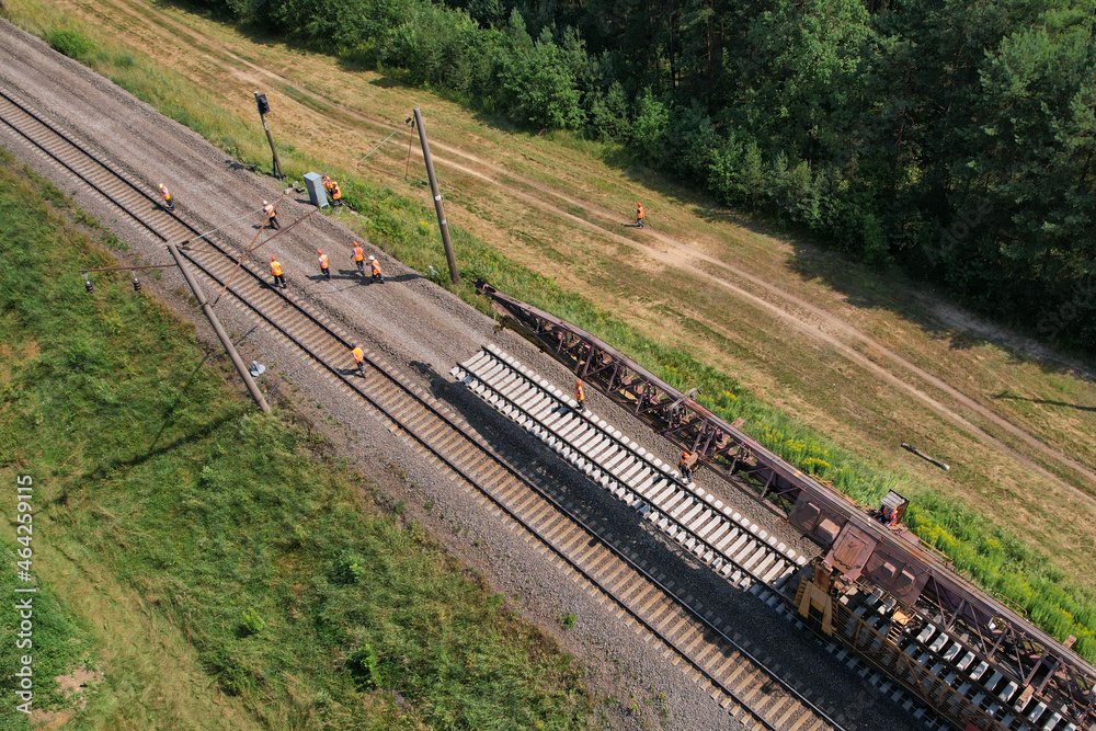 Railroad Track Construction. Train Track Repair and Maintenance. Build