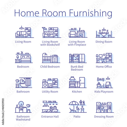 Home room furnishing pack. Kitchen, living room 