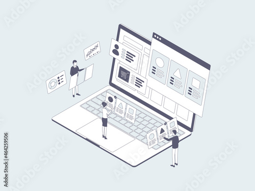 Choose Product Isometric Illustration Lineal Grey. Suitable for Mobile App, Website, Banner, Diagrams, Infographics, and Other Graphic Assets.