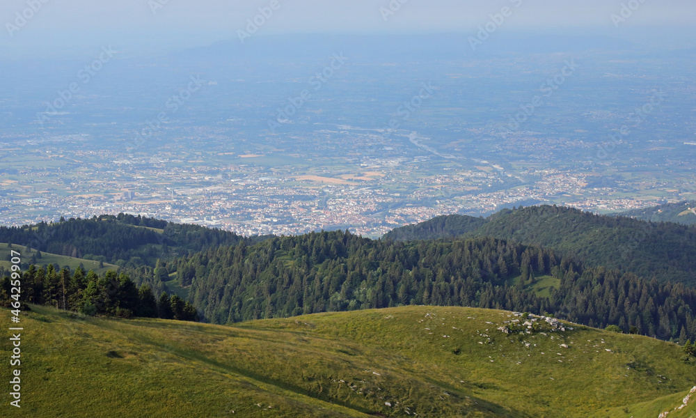 panorama of the hills with the Po Valley in the background in Italy