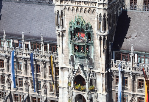 glockenspiel or carillon in the tower of New town Hall in Munich Germany