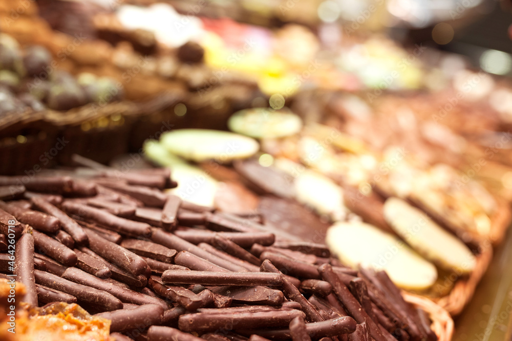 chocolate sticks on market counter