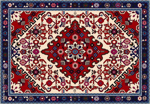 Persian carpet original design, tribal vector texture. Easy to edit and change a few global colors by swatch window.  photo