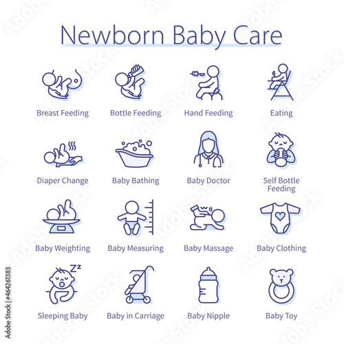 Newborn babies care, infant, diaper, doctor, toys